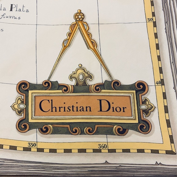 Lovely Christian Dior Vintage Silk Scarf Book of Maps Old World - Picture 3 of 10